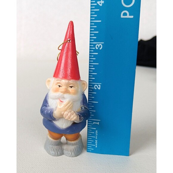 Vintage Uniboek Gnome Christmas Ornament Hard Plastic Hong Kong 3.5" - Picture 7 of 8